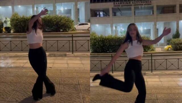  Γυναίκα χόρεψε ζεϊμπέκικο έξω από τη ΓΑΔΑ για να πει «ευχαριστώ» στην Αστυνομία 